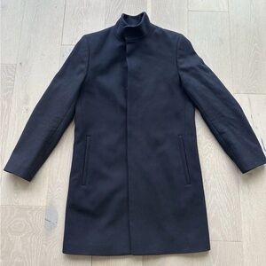 Theory Mens M Belvin Urban Melton Navy Wool Cashmere Blend Coat